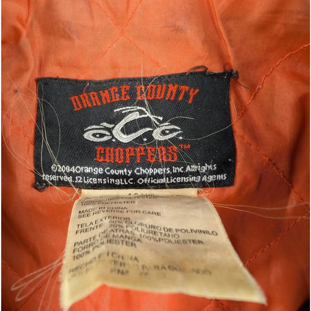 Vintage Orange County Choppers Bomber Jacket Kids 10 12 Faux Leather Y2K Biker